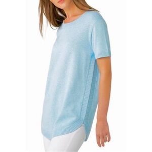 KINROSS CASHMERE Oasis 100% Cashmere NEW Short Sleeve Sweater Top Tunic Size L